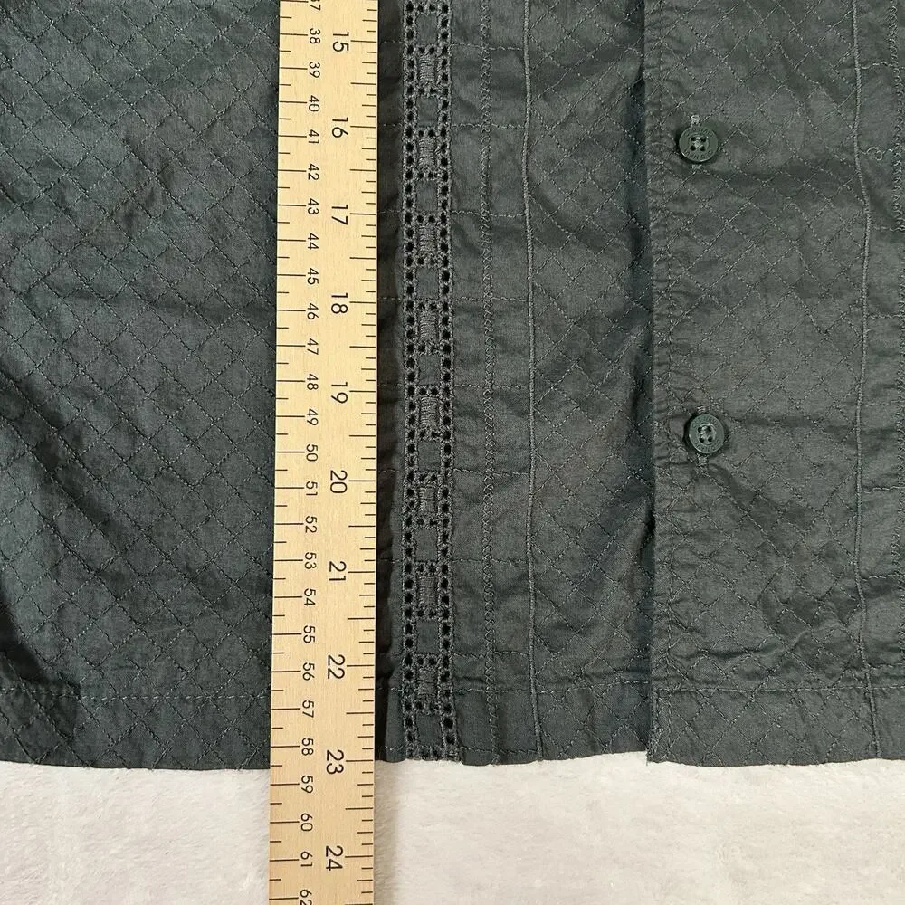 Old Navy Textured Embroidered Cabana Button Down Green Boys Shirt Size Large